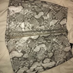 Leather snake print skort